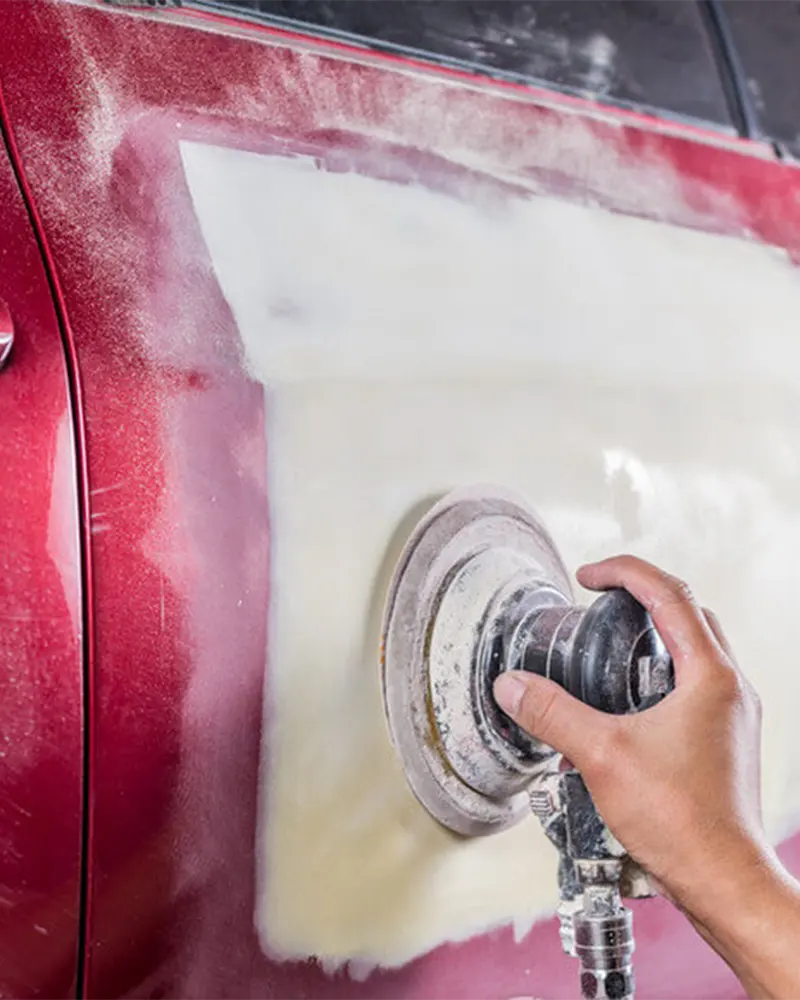 Auto body surface preparation before automotive painting and refinishing